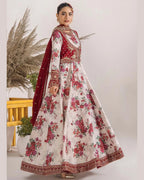CRS3 Floral Printed Frock with Embroidered Jacket