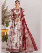 CRS3 Floral Printed Frock with Embroidered Jacket