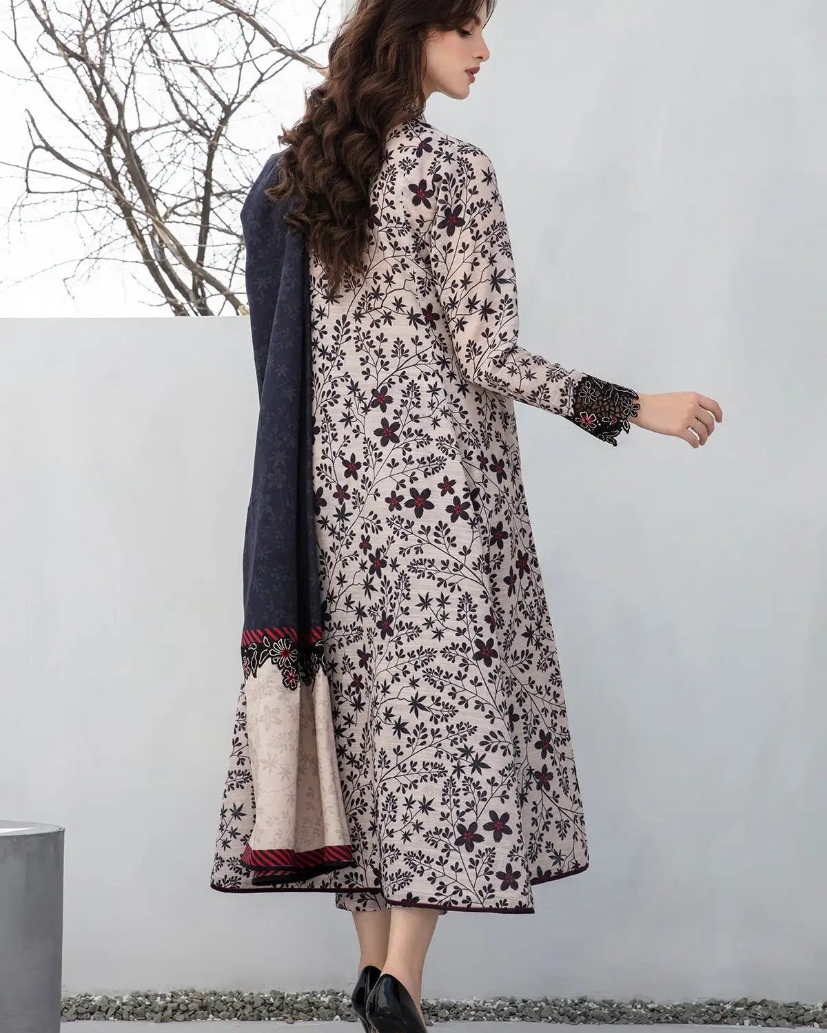 CRS8 Midnight Floral Printed & Embroidered 3-Piece Lawn Suit