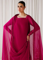 CRS13 Magenta Pink Chiffon 3-Piece Embroidered Suit