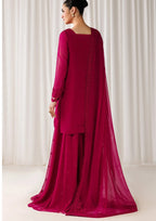 CRS13 Magenta Pink Chiffon 3-Piece Embroidered Suit