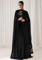 CRS11 Black Chiffon 3-Piece Embroidered Suit with Elegant Dupatta